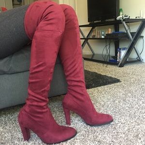 Over the knee heel Maroon Boots